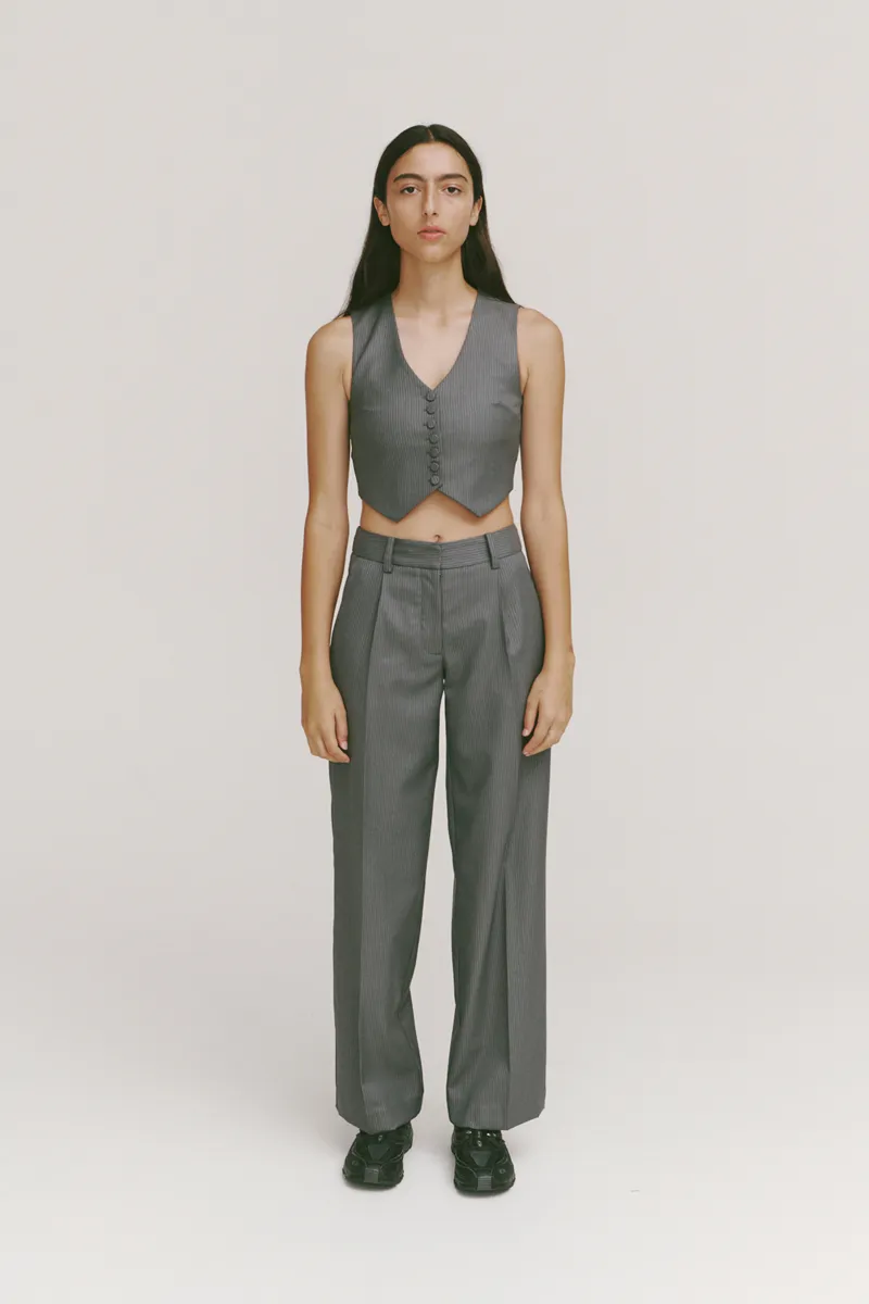 All-Day Trouser - Grey Pinstripe