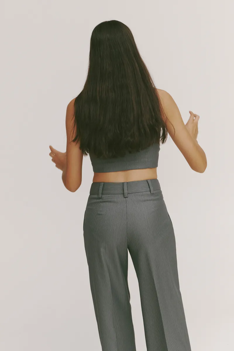 All-Day Trouser - Grey Pinstripe