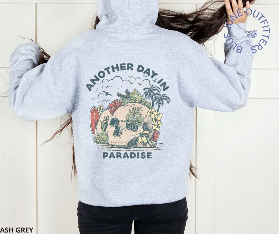 Another Day In Paradise | Unisex Tropical Skull Hoodie