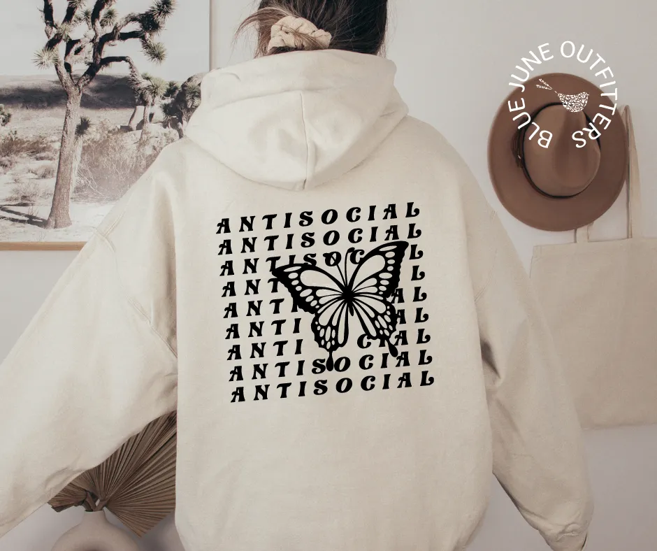 Antisocial Butterfly | Funny Introvert Hooded Sweatshirt