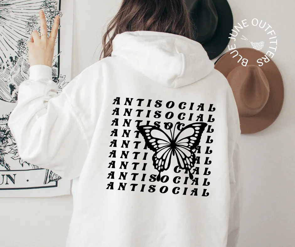 Antisocial Butterfly | Funny Introvert Hooded Sweatshirt