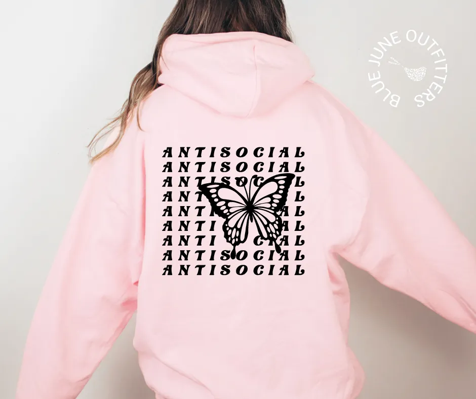 Antisocial Butterfly | Funny Introvert Hooded Sweatshirt