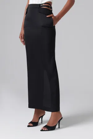 Black Pocket Column Maxi Skirt
