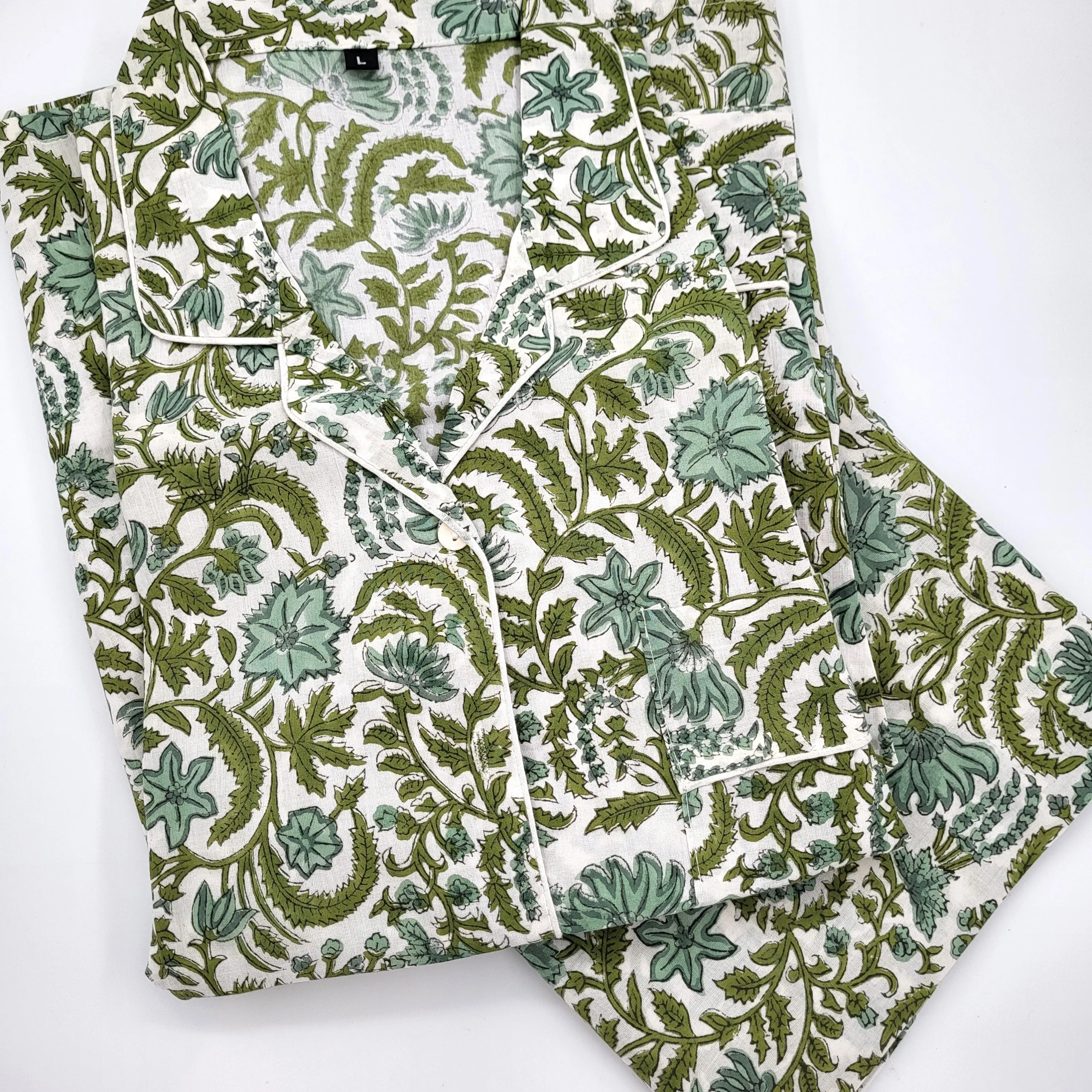 Block Print Pyjama Eloise in long and short styles