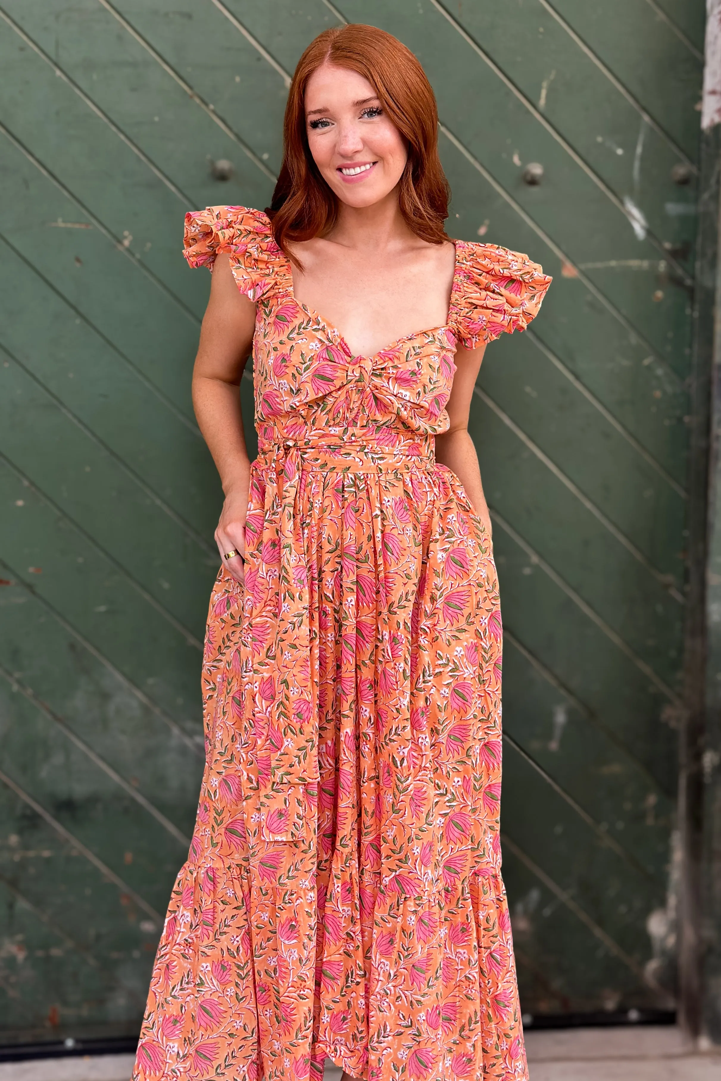 Bohemian Gemme Parker Dress- Peach Floral