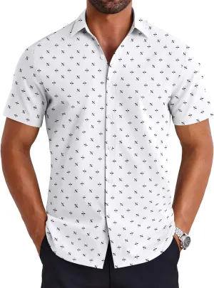 COOFANDY Mens Button Down Shirts Short Sleeve Casual Shirt Summer Untucked Dress Shirts
