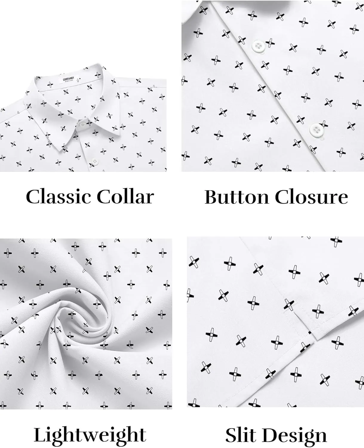 COOFANDY Mens Button Down Shirts Short Sleeve Casual Shirt Summer Untucked Dress Shirts
