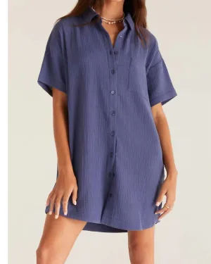 Cyrus Gauze Dress in Dusty Navy | Dusty Navy