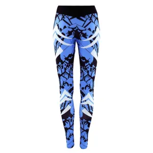 Dark Blue Printed Tight Gym Leggings - GlamzLife