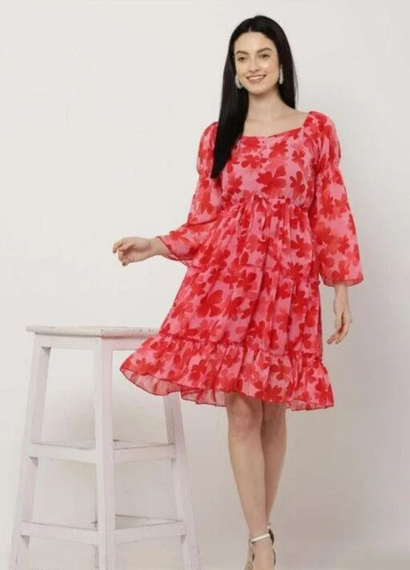 DWEEL FASHION Women Ethnic Dress Red Dress