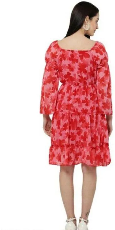 DWEEL FASHION Women Ethnic Dress Red Dress