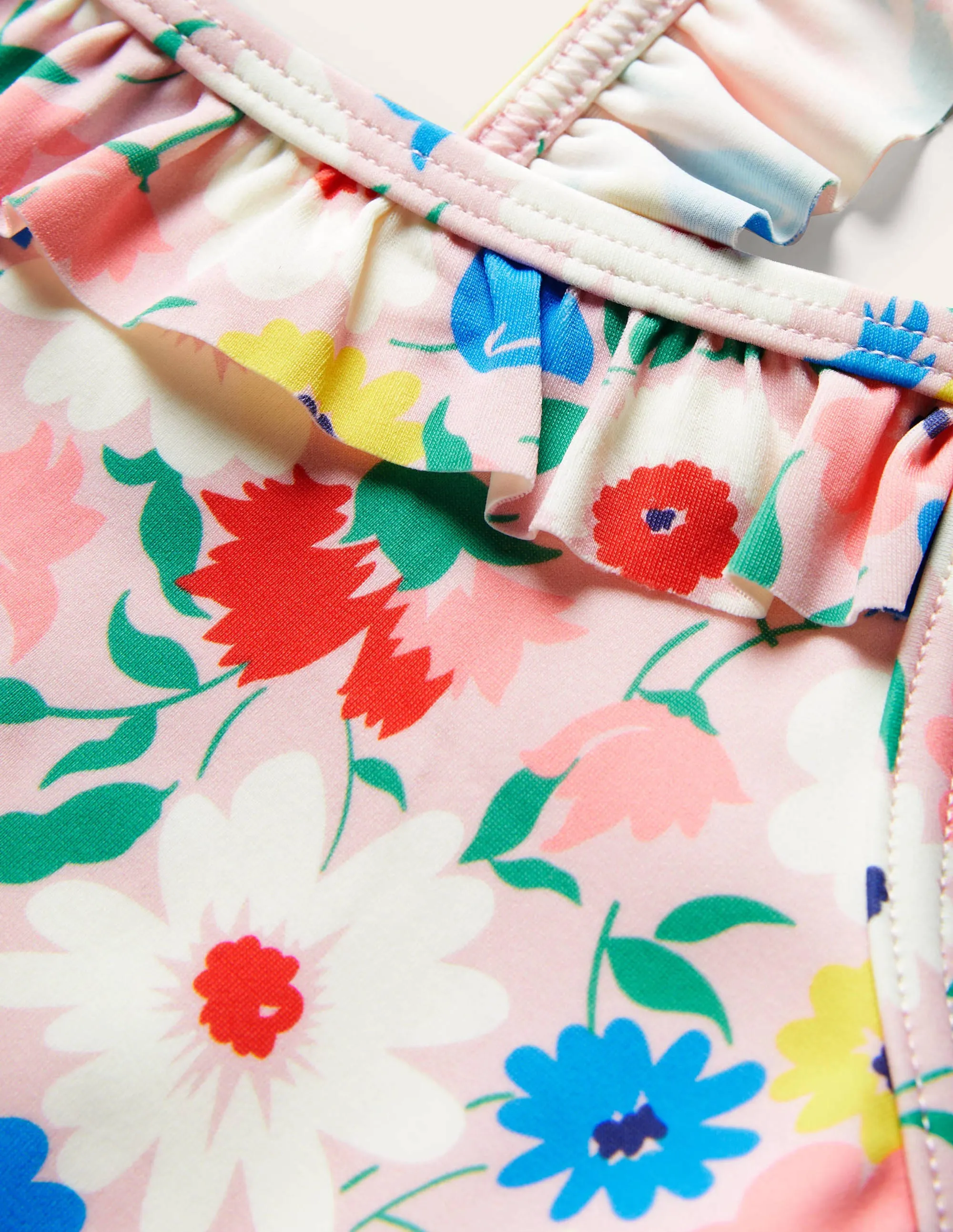 Frilly Strap Bikini Set-Boto Pink Paintily Floral