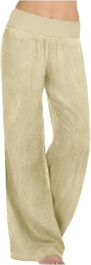 High Waist Wide Leg Straight Pants for Women Solid Color Loose Fit Sports Pants Casual Elastic Waist Trousers