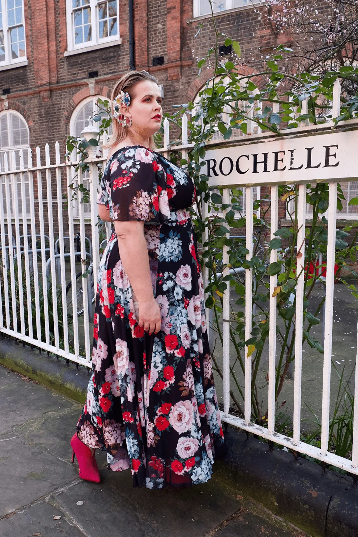 Isabelle Black Floral Float Sleeve Maxi Dress