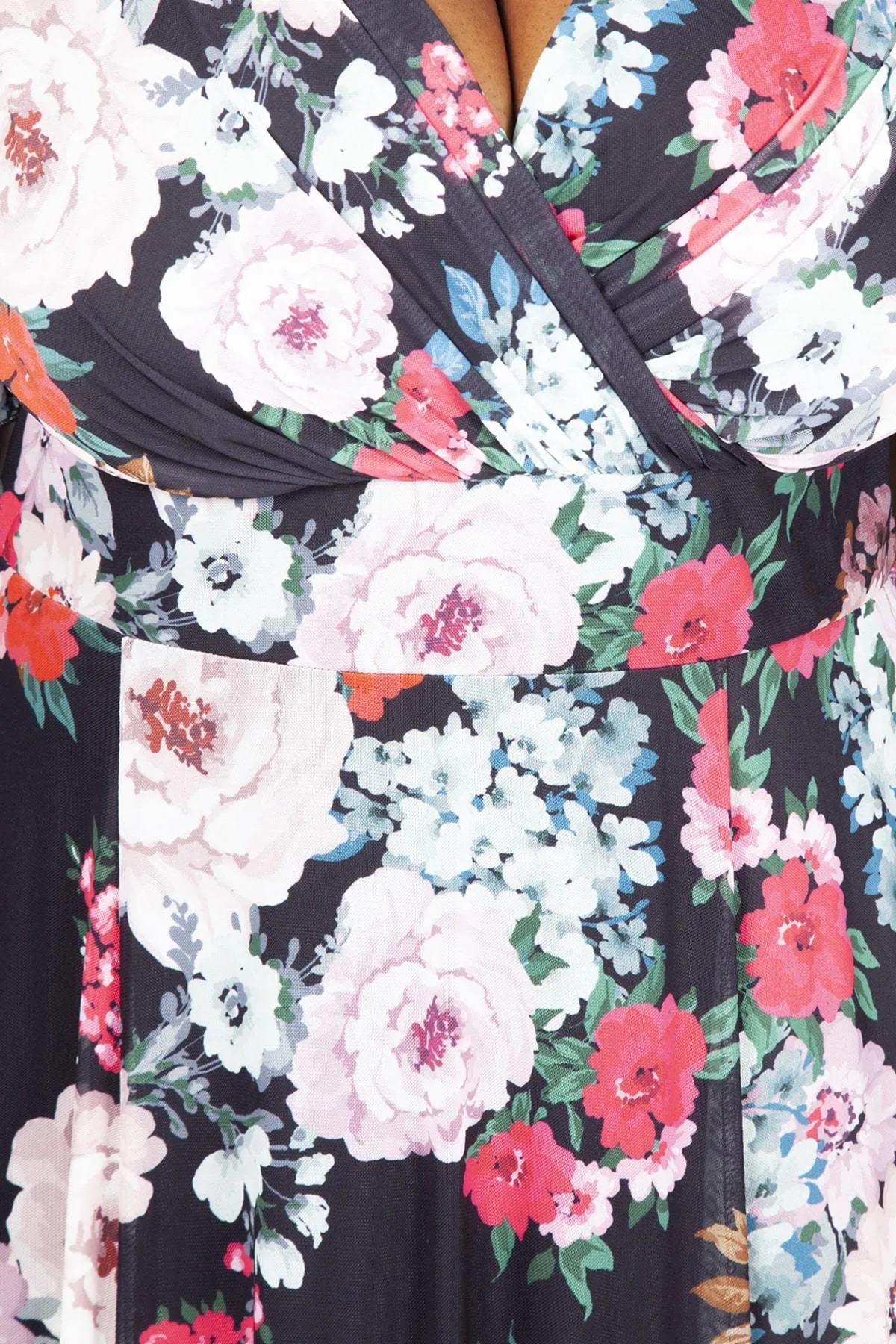 Isabelle Black Floral Float Sleeve Maxi Dress