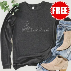 It Is Well With My Soul Long Sleeve - Heather Charcoal