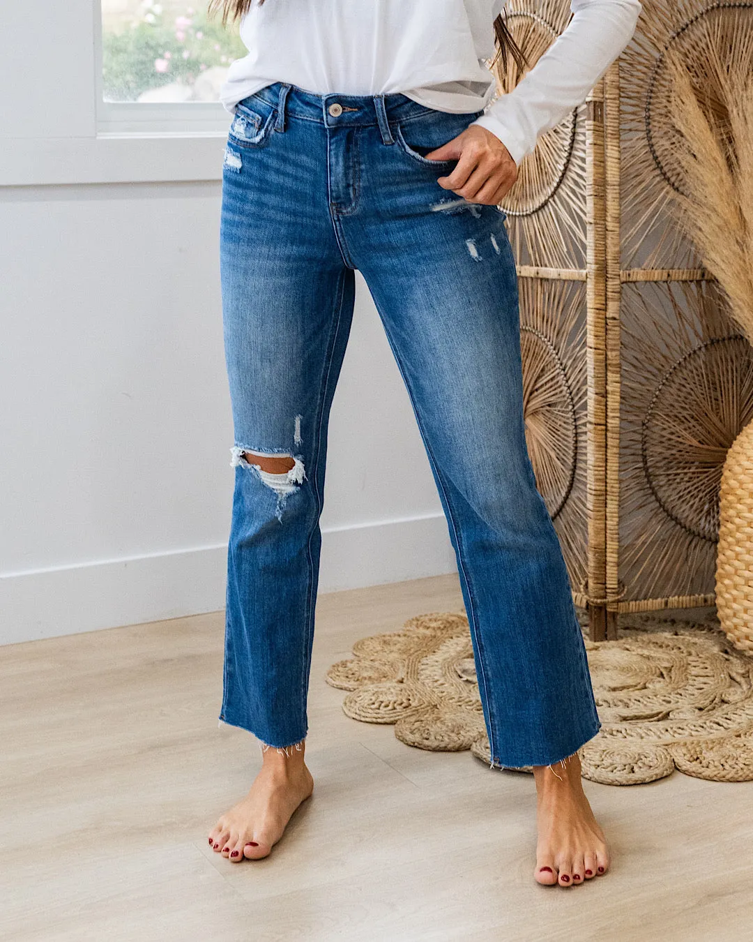 Lovervet Come Over Distressed Kick Flare Jeans