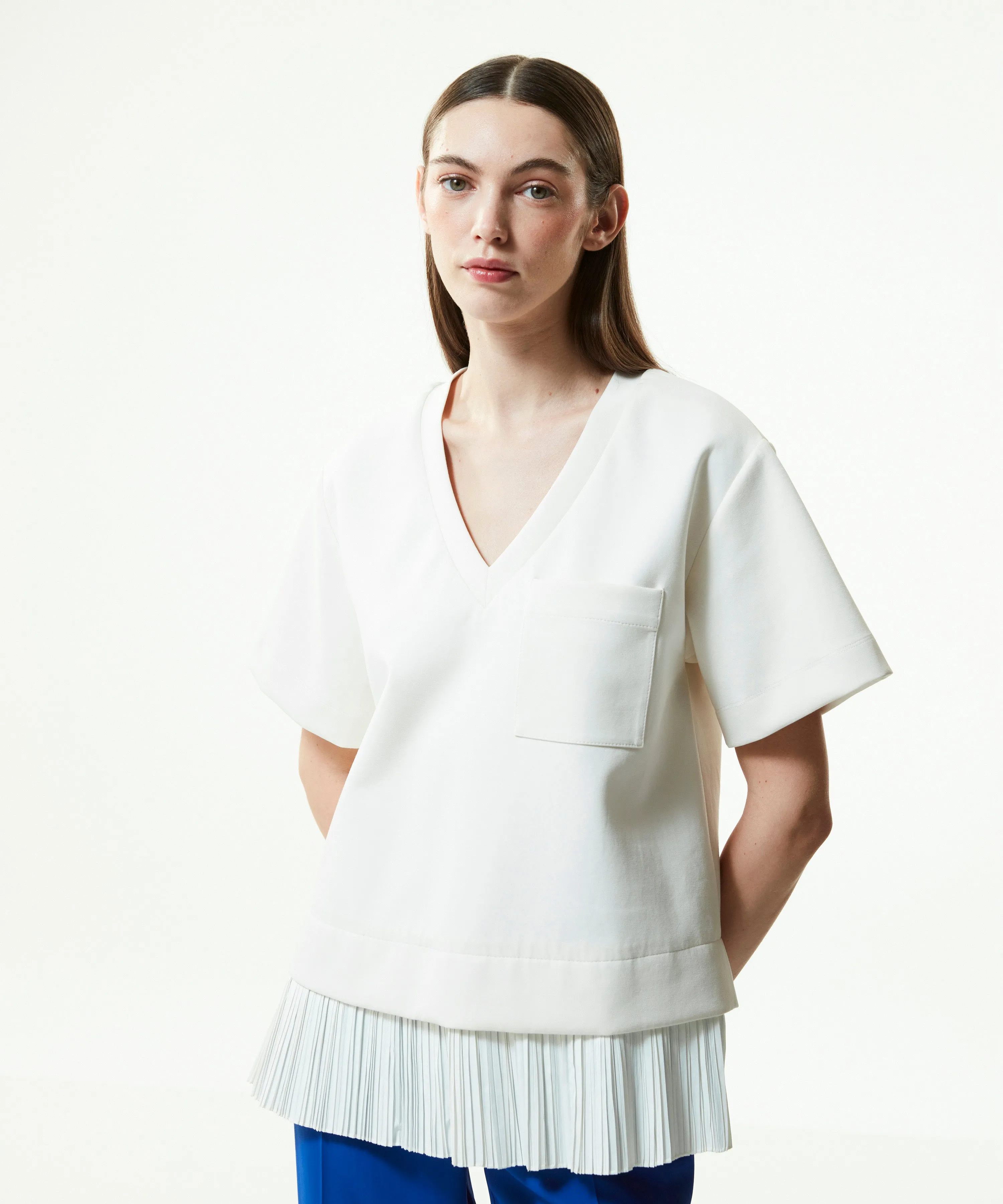 Machka Combed Cotton With Taffeta Garnish Off White