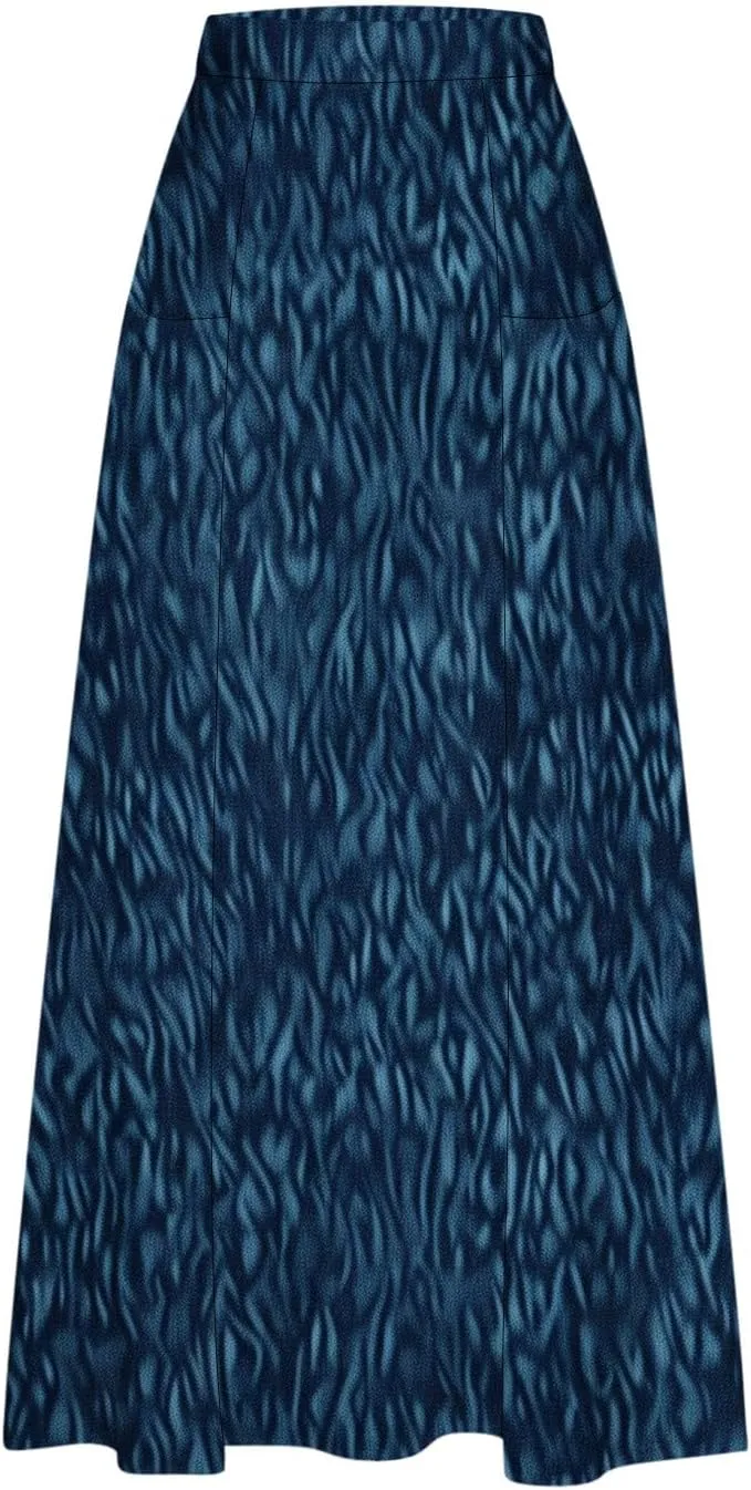 Maxi Skirts for Womens High Waist Boho Casual Elastic Skirt Beach Vacation Summer Trendy Long Skirts with Pockets
