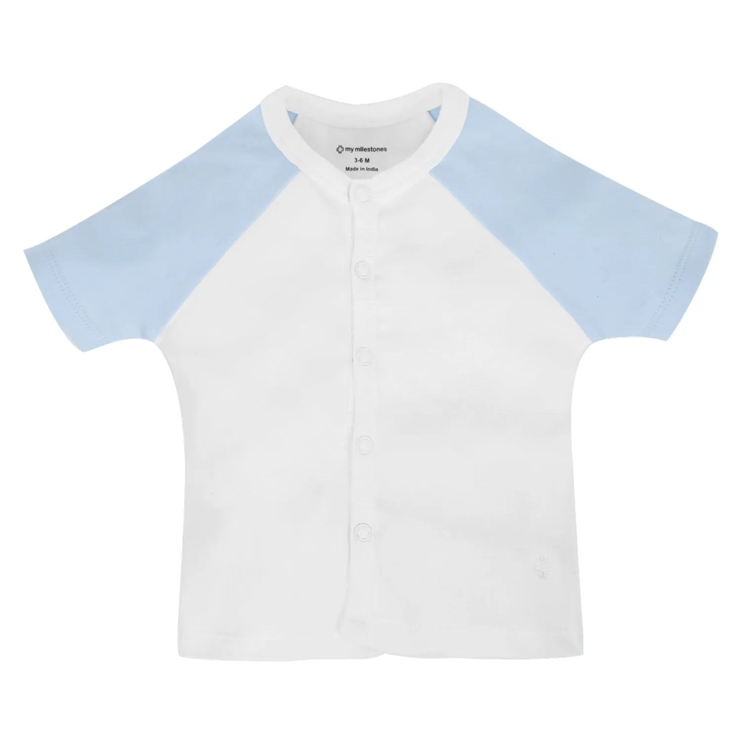 My Milestones T-shirt Half Sleeves Boys Baby Blue White / White Baby Blue -2Pc Pack