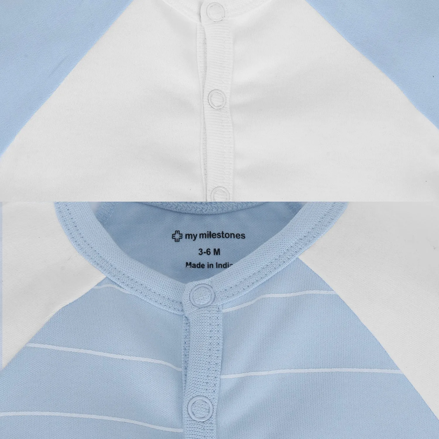 My Milestones T-shirt Half Sleeves Boys Baby Blue White / White Baby Blue -2Pc Pack