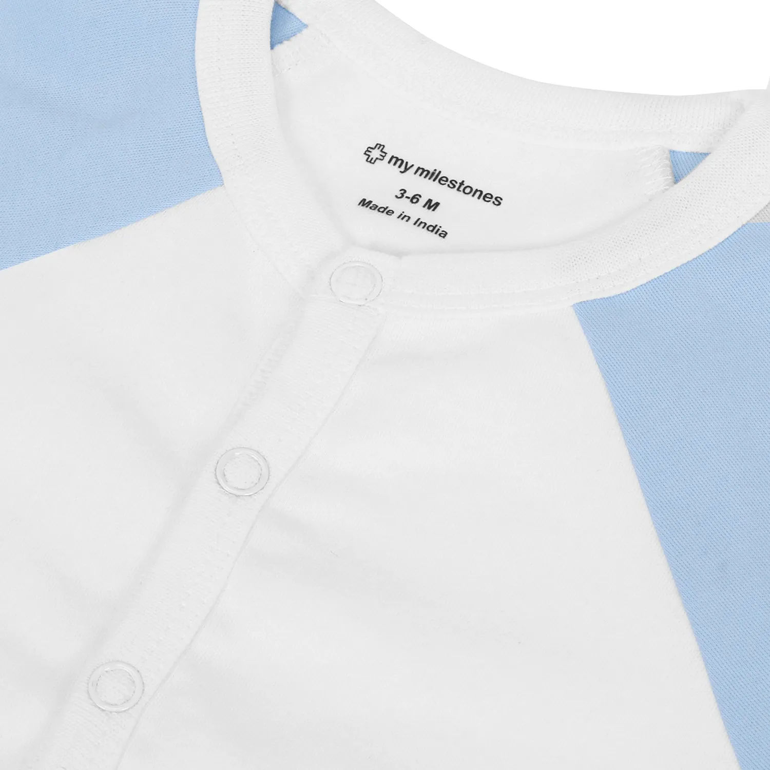 My Milestones T-shirt Half Sleeves Boys Baby Blue White / White Baby Blue -2Pc Pack