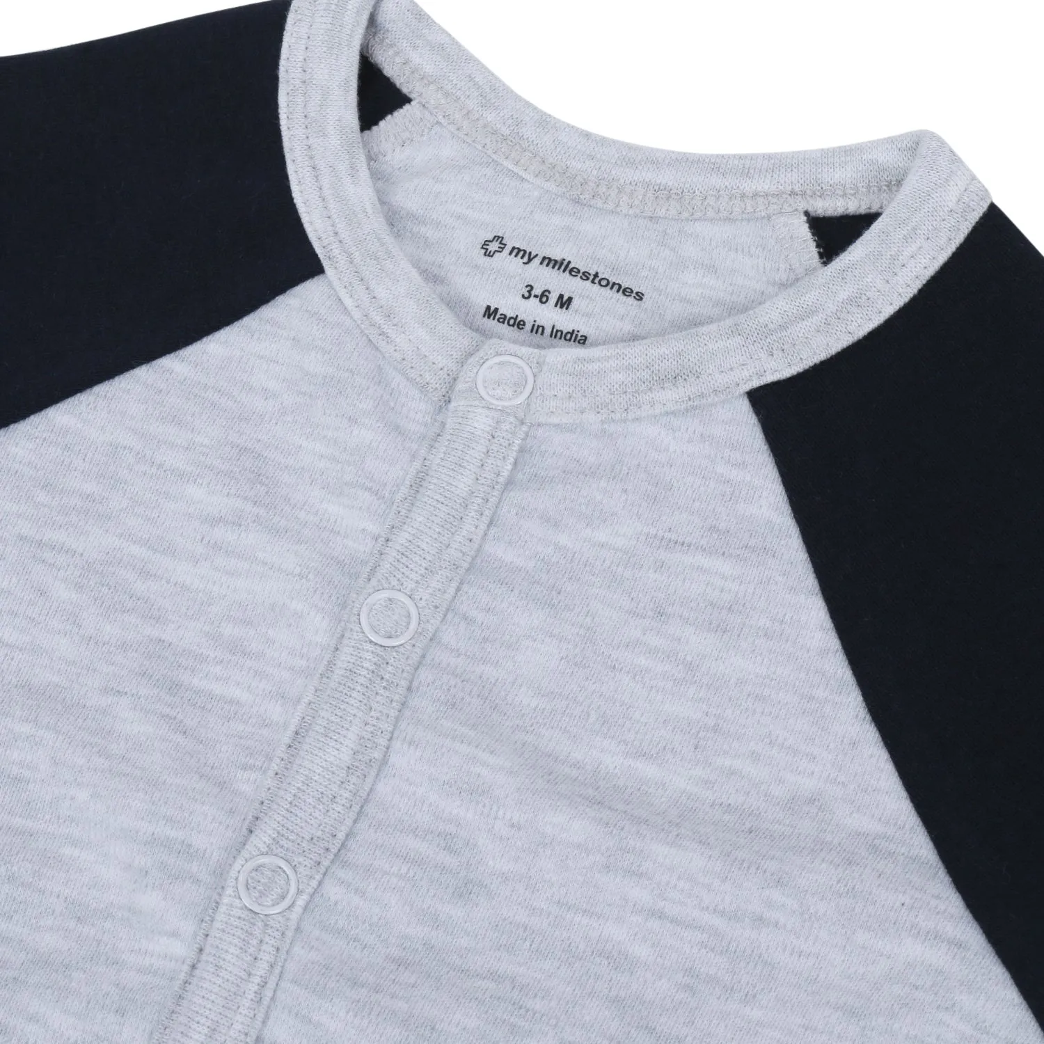 My Milestones T-shirt Half Sleeves Boys Yellow Grey/ Grey Navy Blue-2Pc Pack