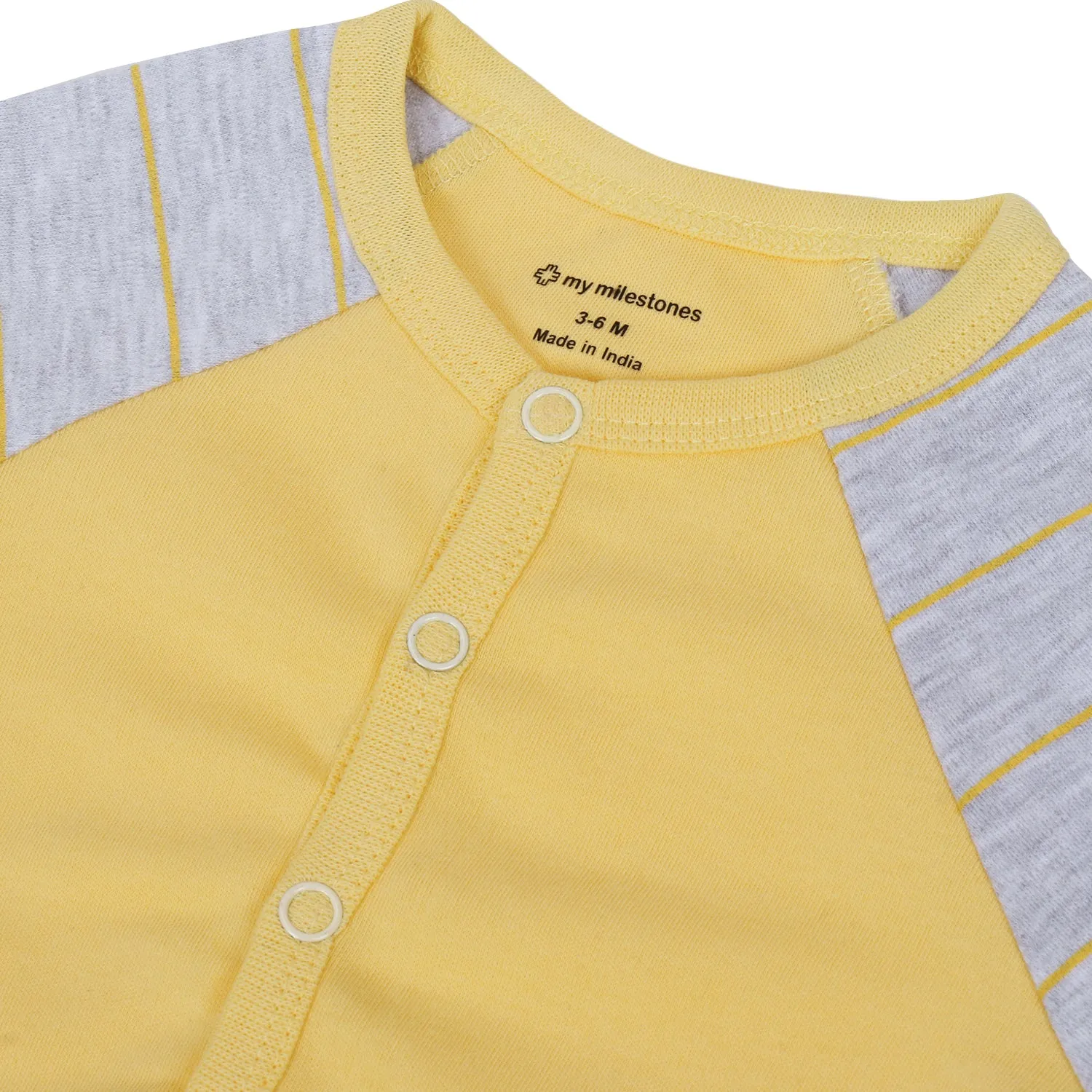 My Milestones T-shirt Half Sleeves Boys Yellow Grey/ Grey Navy Blue-2Pc Pack