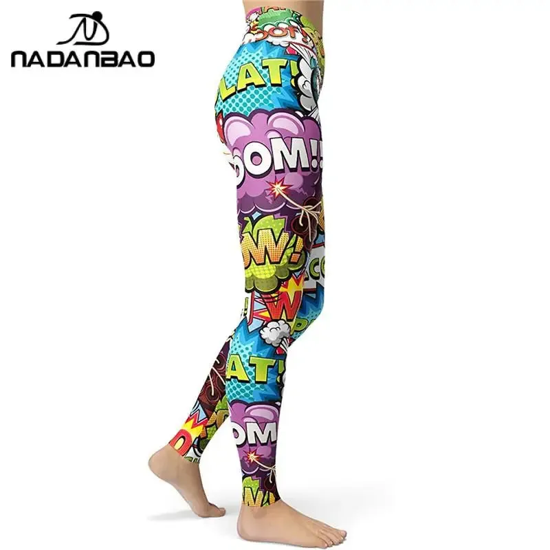 NADANBAO Women Comic Leggings Cartoon Printed Leggins High Stretch Girls Legging Punk Rock Leggin Pants Evening Clubwear New
