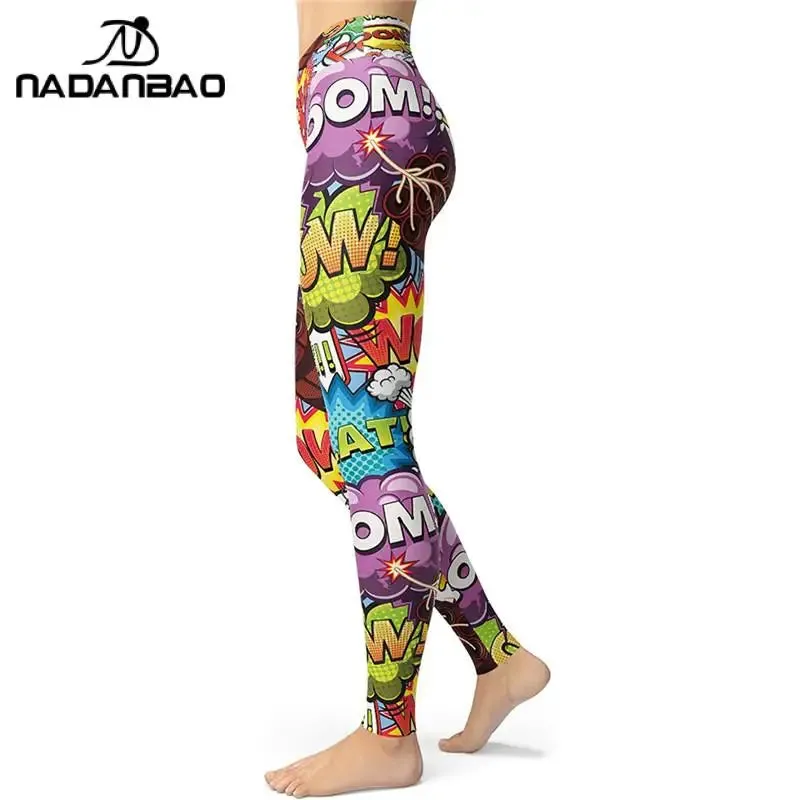 NADANBAO Women Comic Leggings Cartoon Printed Leggins High Stretch Girls Legging Punk Rock Leggin Pants Evening Clubwear New