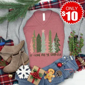Oh Come All Ye Faithful V-Neck tee - 10