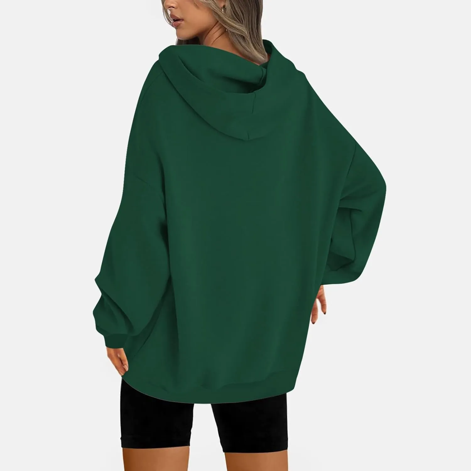 Oversized Drop Shoulder Hooded Sweatshirt for Women Long Sleeve Solid Drawstring Sweatshirt Streetwear Pullover Top