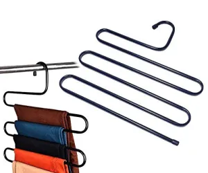 S-shaped hard pants pants slacks hanger one becomes a closet neat wrinkle skirt tidy storage clothing
