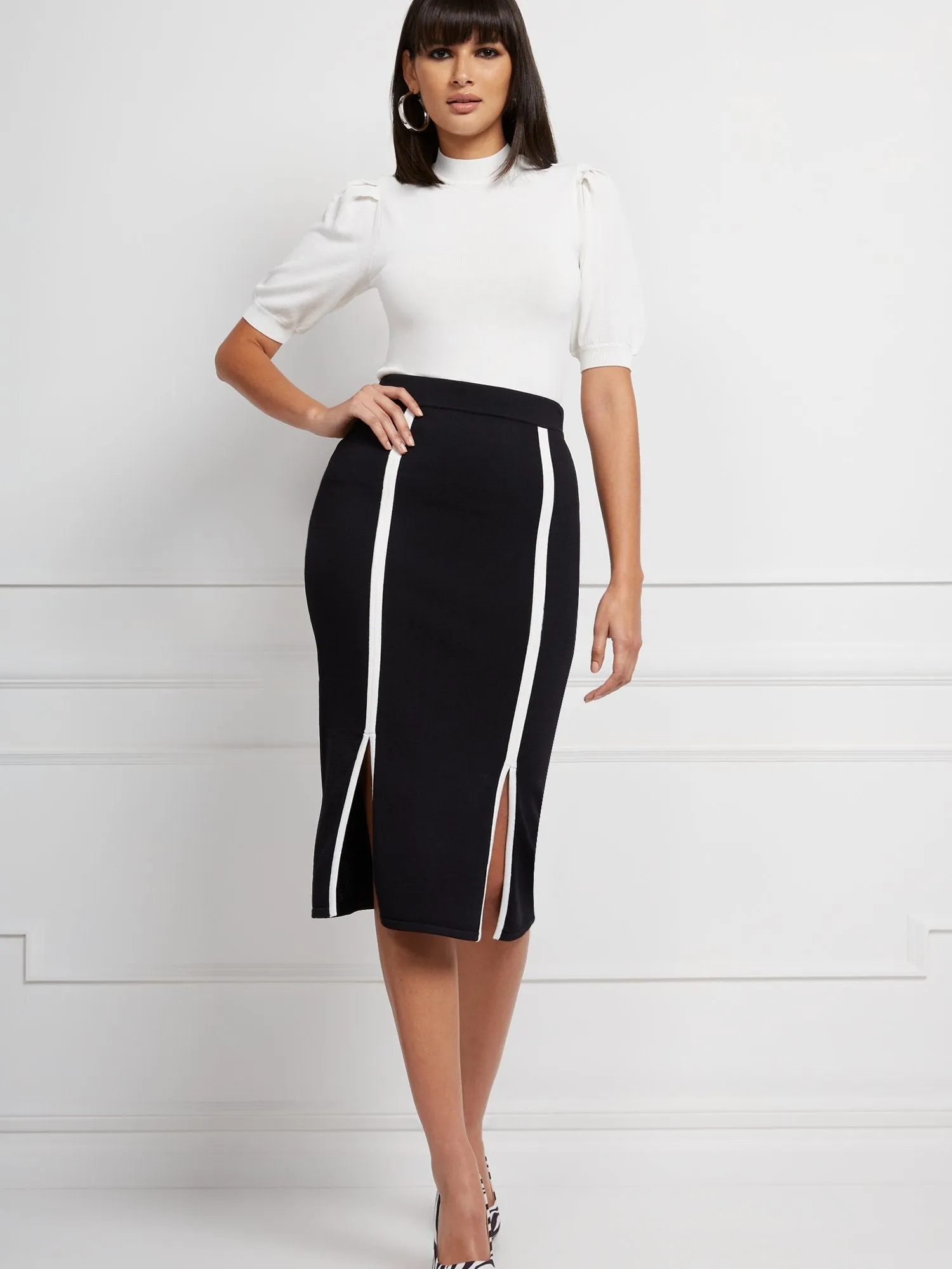 Sheree Contrast-Trim Sweater Skirt - Eva Mendes Collection