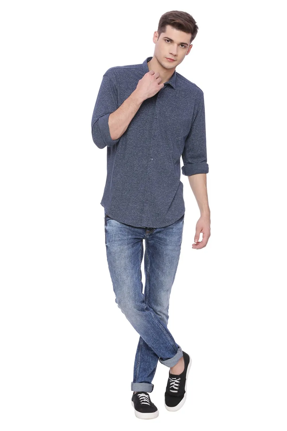 Slim Fit Long Sleeve Knit Shirt
