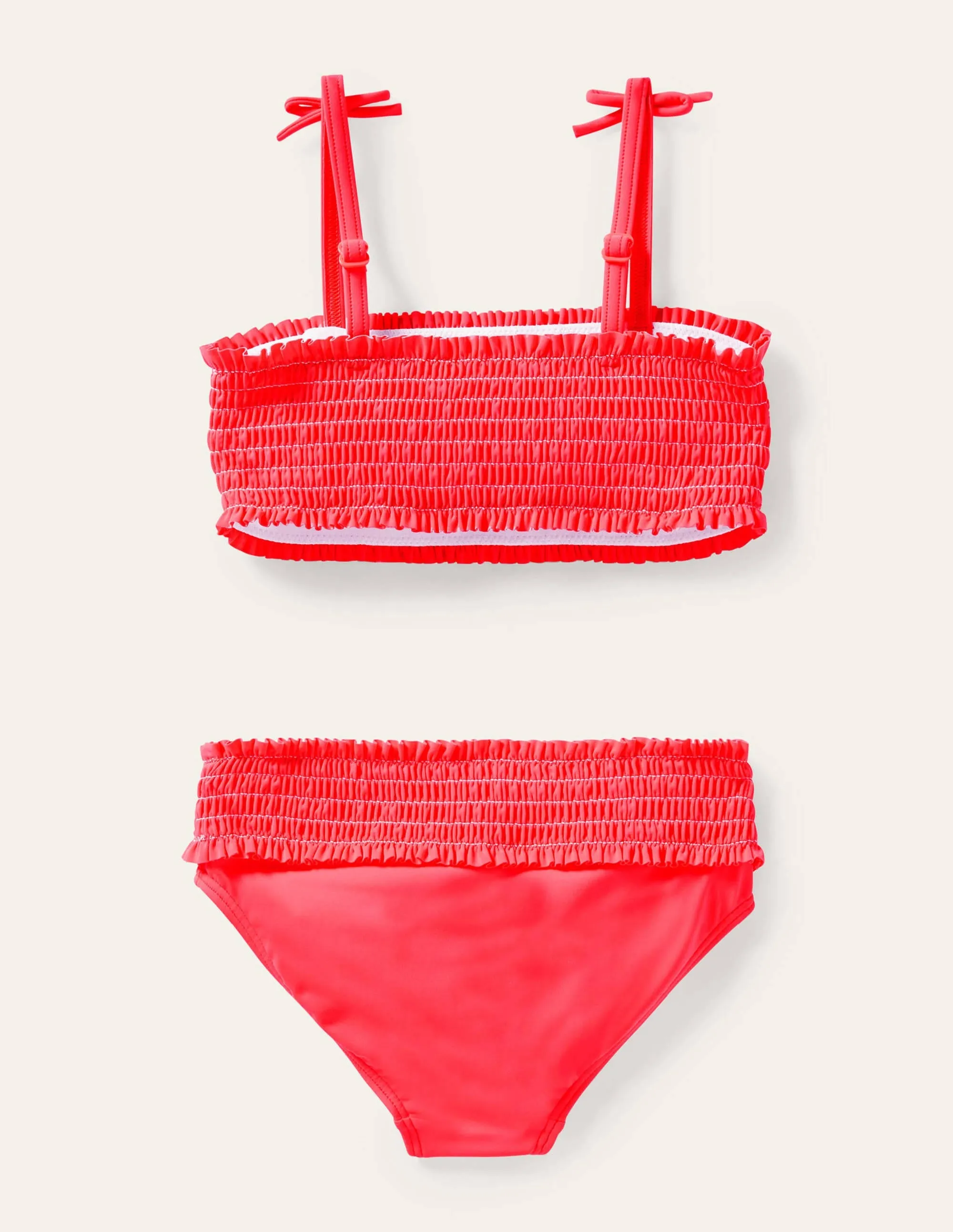 Smocked Bikini Set-Watermelon Punch Ivory Stripe