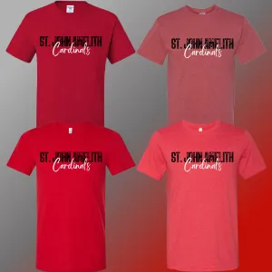 St. John Cardinals - Red Simple Stamped Tee (Short & Long Sleeve)