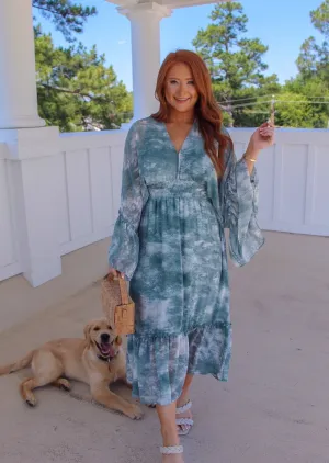 Sunny Days Ahead V Neck Maxi Dress- Dusty Blue