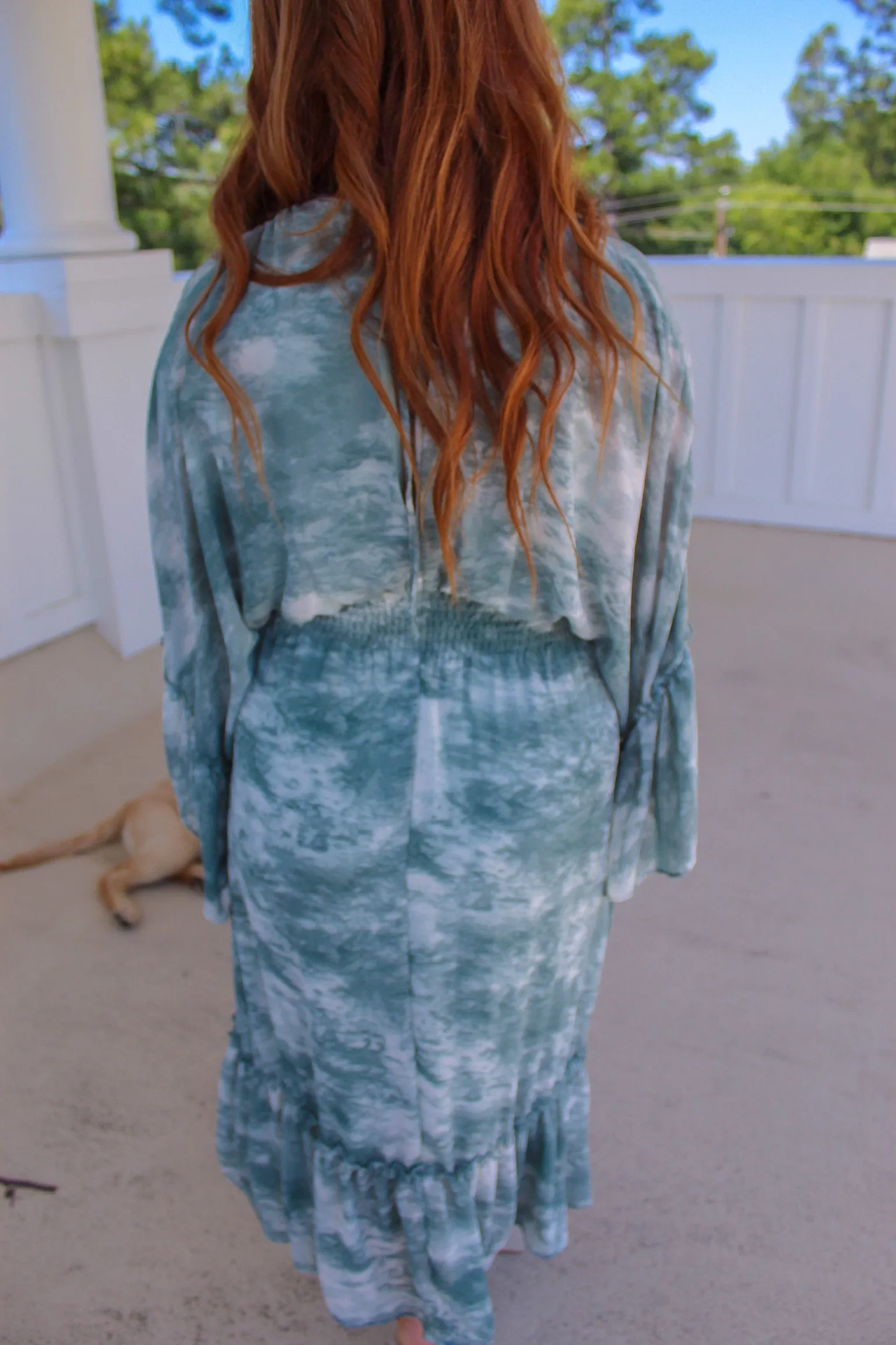 Sunny Days Ahead V Neck Maxi Dress- Dusty Blue