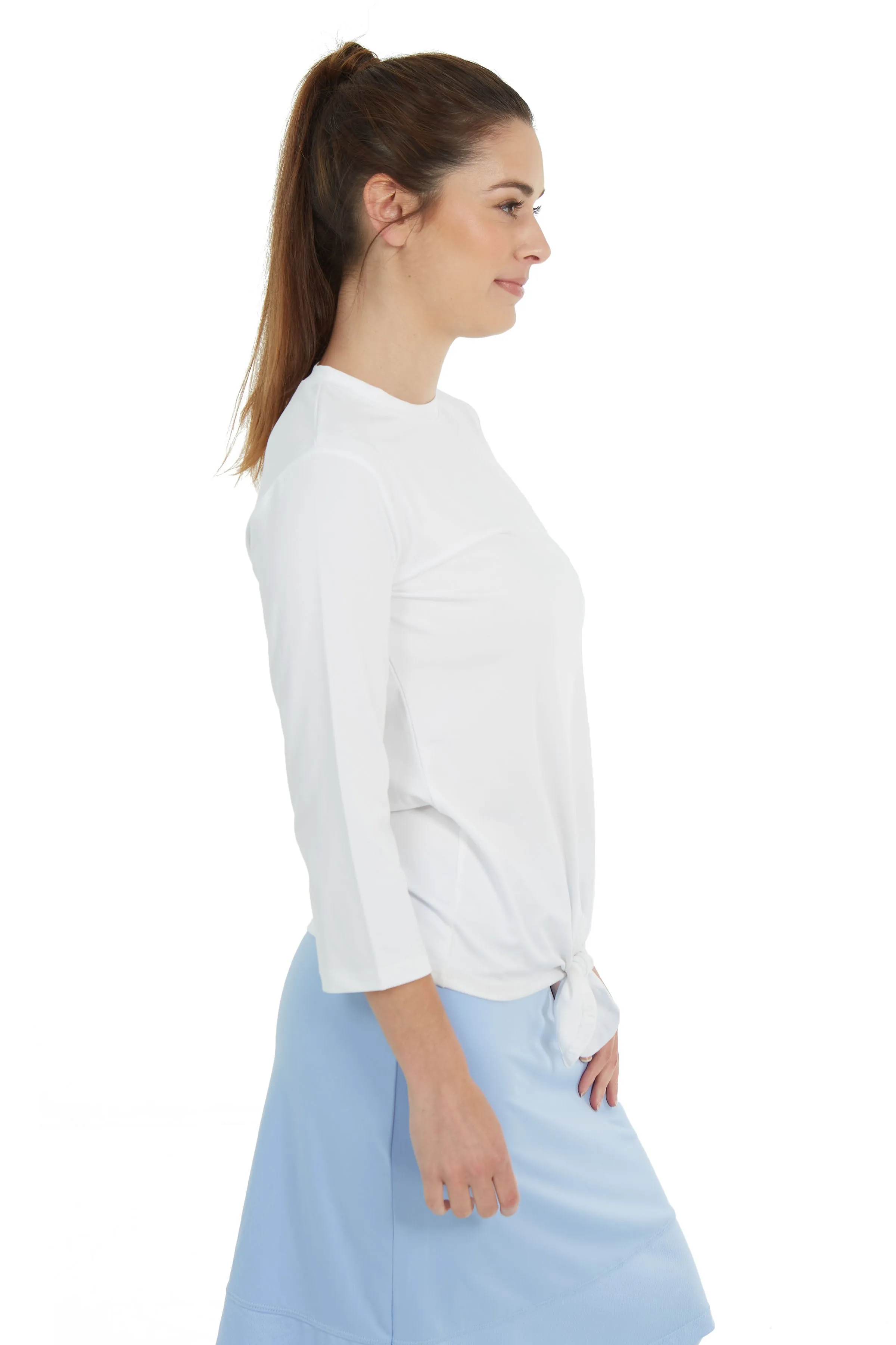 Tie Front Active Tee - Chalk White