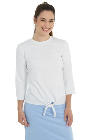 Tie Front Active Tee - Chalk White