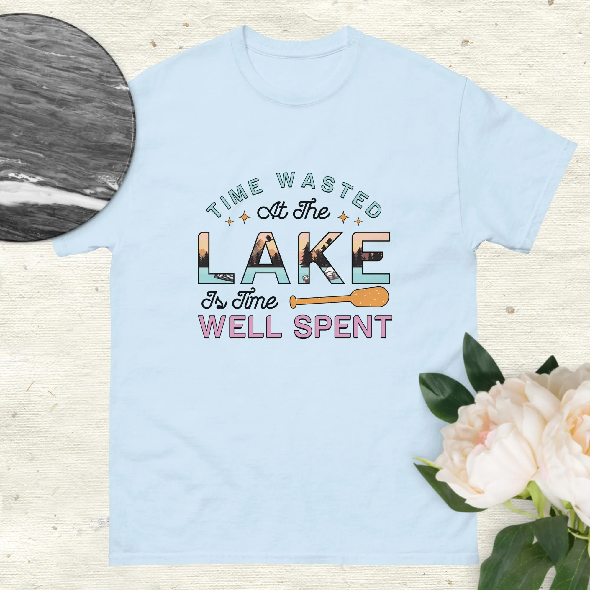 Unisex Classic Gildan 5000 T-Shirt Time Spent at the Lake is Well Spent