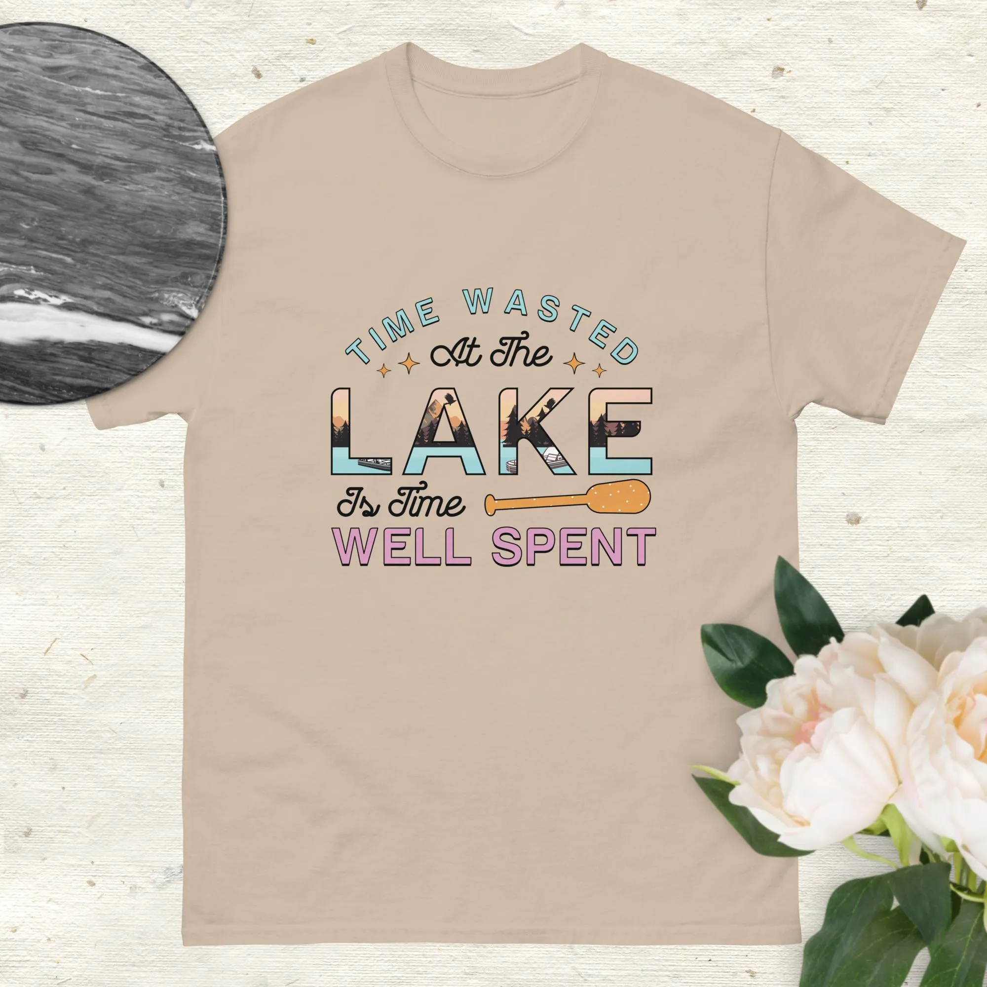 Unisex Classic Gildan 5000 T-Shirt Time Spent at the Lake is Well Spent