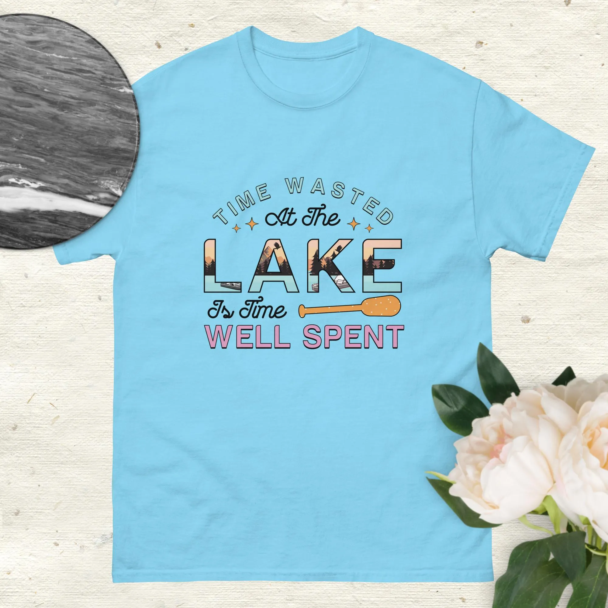 Unisex Classic Gildan 5000 T-Shirt Time Spent at the Lake is Well Spent