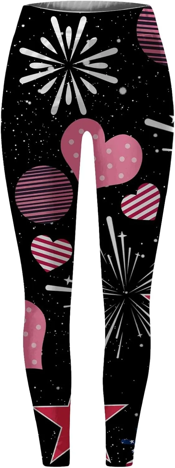 Women High Waist American Flag Leggings Comfortable Skinny Yoga Gym Fitness Pants US Flag Patriotic Tights
