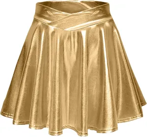 Womens A Line Mini Skort 2025 Carnival Party Dance Skirts Sparkly Shiny Solid Pleated Skirts Sexy Ruffles Tutu Skirt
