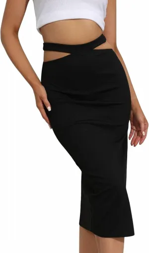 Women's Basic Pencil Skirts Women Bodycon Skirt, Solid Color Skirts Casual Fashion Skirts Pencil Midi Skirt for